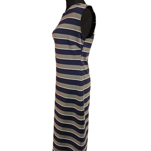 Banana Republic Womens Navy & Gray Striped Sleeveless Sheath Dress Size 6 - Picture 2 of 6